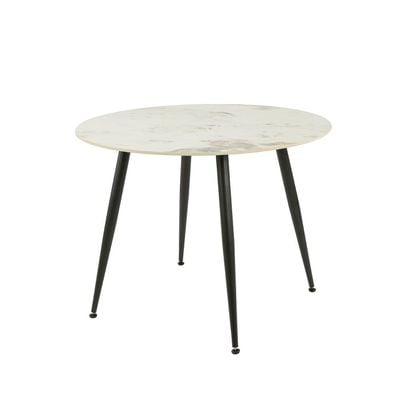 Soho 4-Seater Round Ceramic Dining Table - White/Black - With 2-Year Warranty